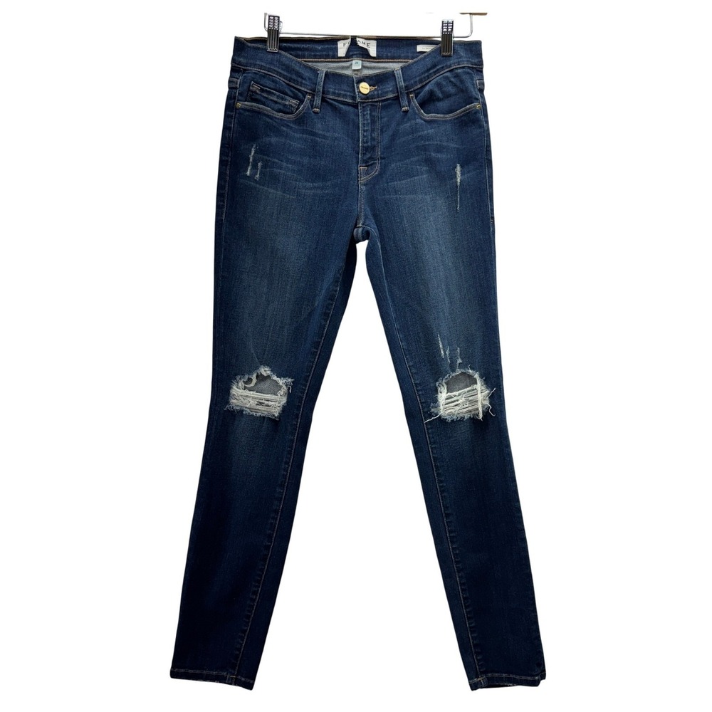 Frame Denim Le Skinny de Jeanne Distressed Ripped Knee Jeans Womens Size 29